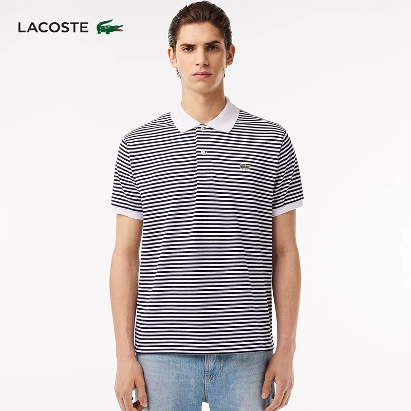 LACOSTE法国鳄鱼男装25春季拼色条纹棉短袖T恤翻领POLO衫|PH9753