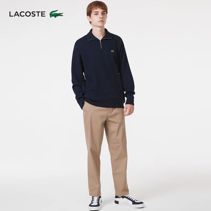 LACOSTE法国鳄鱼男装休闲纯色半拉链翻领纯棉套头卫衣|SH1927