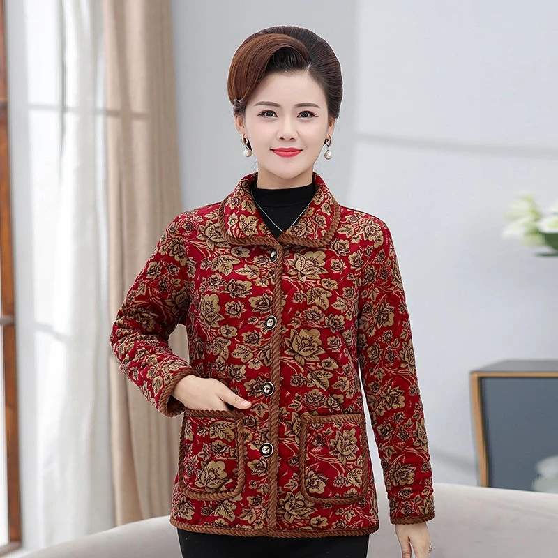 老年人冬季棉衣加绒保暖外套棉服时尚中老年女装中老年女装妈妈装
