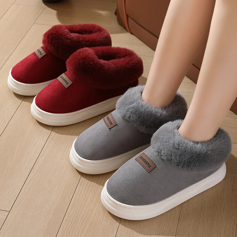 冬季包跟棉拖鞋女月子鞋男情侣居家防滑室内保暖软底加绒毛毛拖