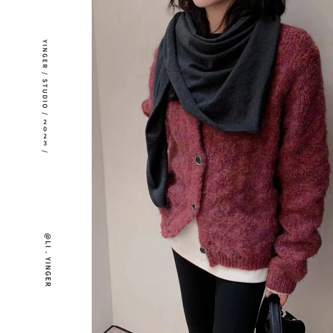 现货 秋冬休闲时尚百搭显瘦加厚宽松毛衣 6058