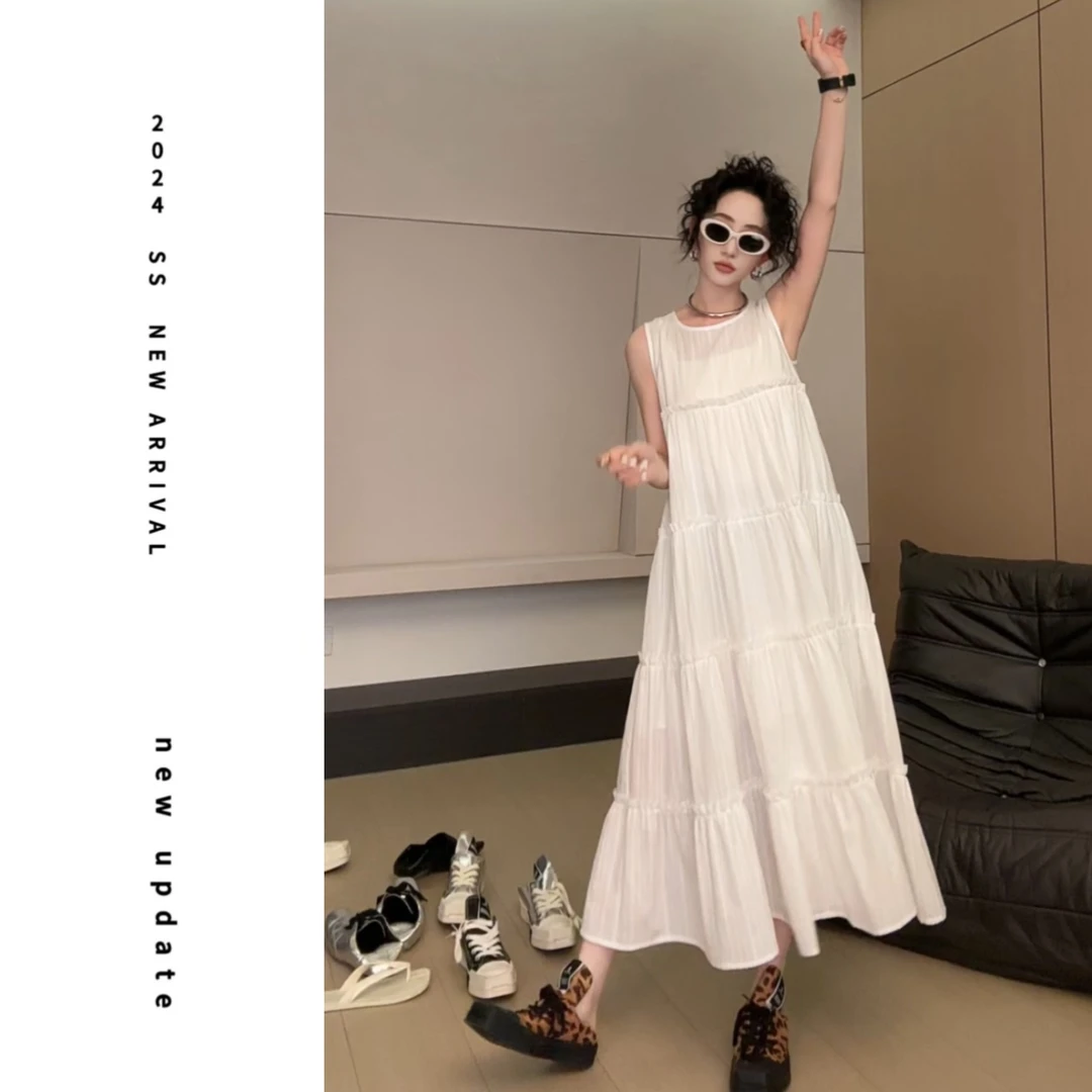 【颖子定制】宽松连衣裙显瘦气质时尚中长款夏季甜美褶皱裙子 6312