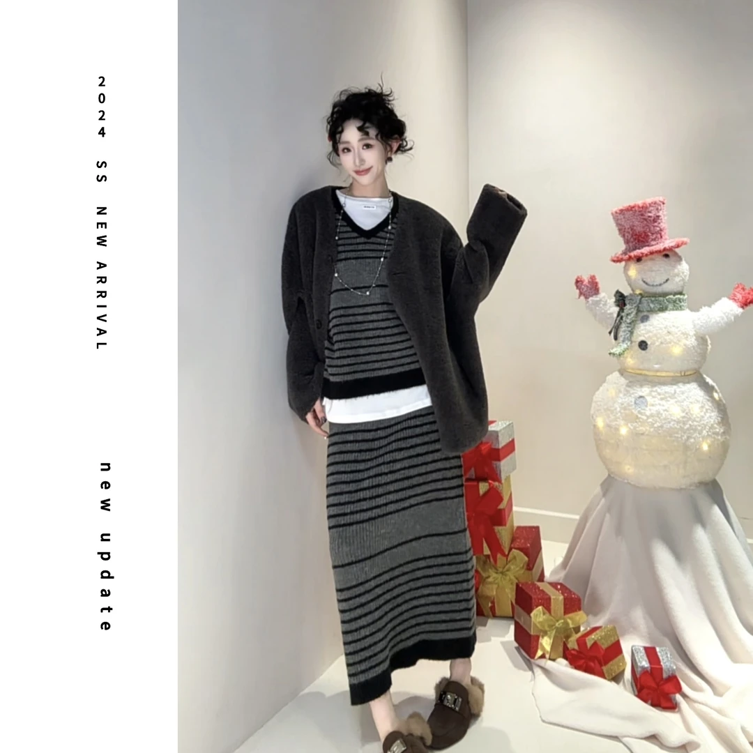 【颖子定制]】落日熔金～毛绒感厚款外套女宽松百搭大衣 9002