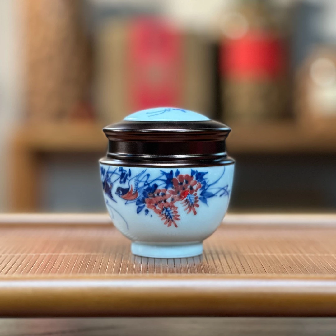 【便携小茶罐】景德镇纯手工山水画片 便携主人杯