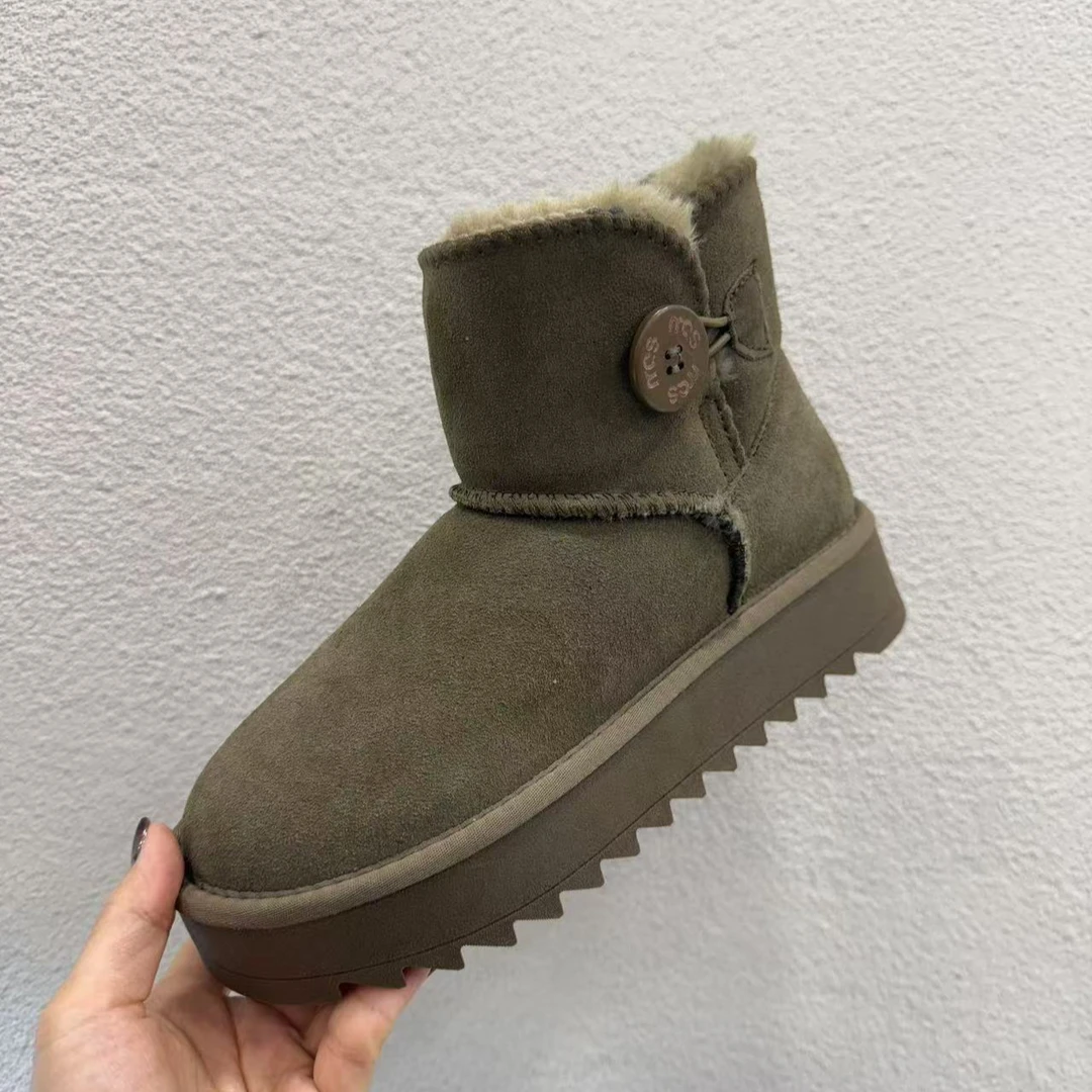 2024冬季新品纯牛皮手工雪地靴防滑耐磨透气排汗养脚舒适时尚百搭