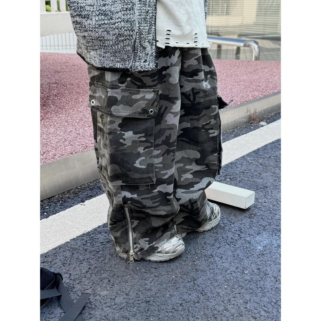 HY2482-2025秋款首轮韩版男童迷彩牛仔裤宽松洋气儿童