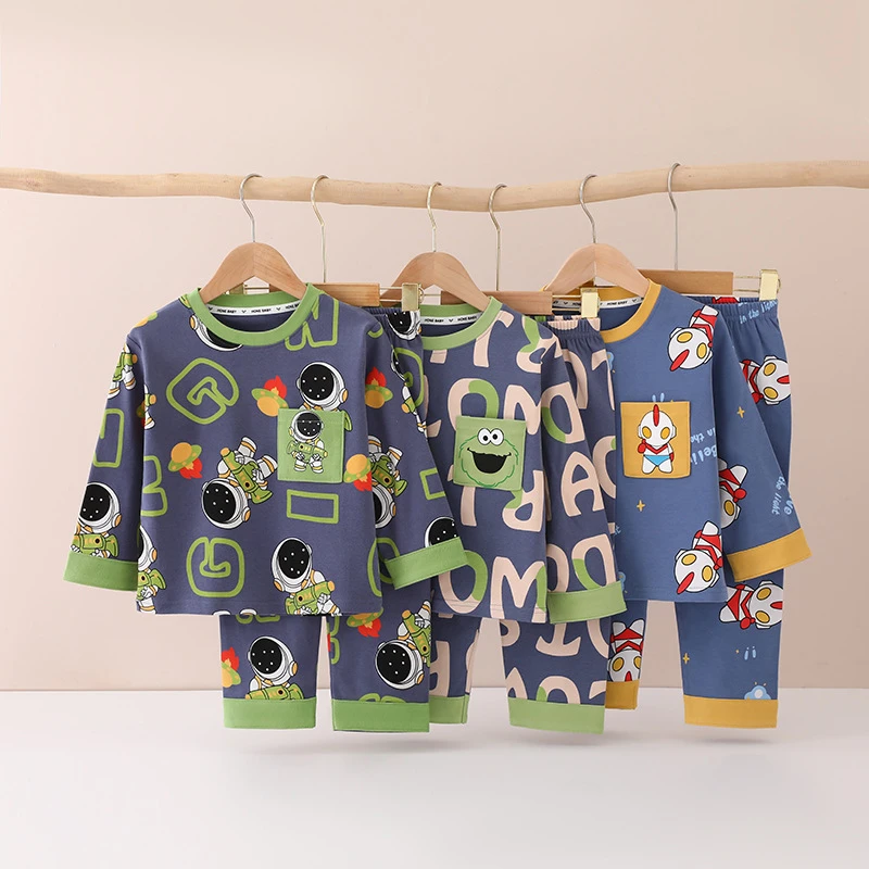 (套头深色)纯棉儿童家居服睡衣中大童青少年睡觉服饰