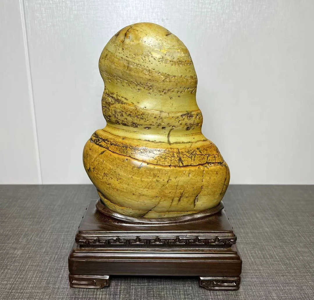 大化石宝贝草花图案形状花纹纹理自然天然石头奇石手工底座源头货