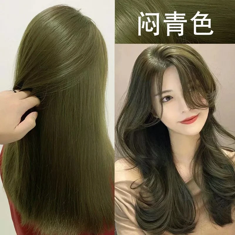 闷青色染发剂膏2025流行色自己染植物不沾头皮亚麻青木茶棕灰