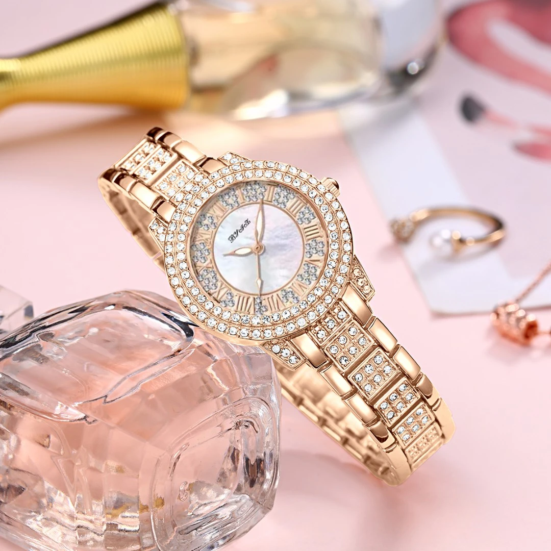 【万象撤柜】B015-贝壳面聚宝盆气质女神防水腕表-68005贝壳面