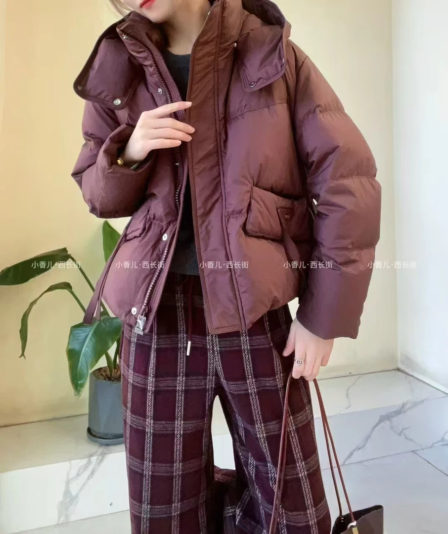 时尚短款带帽羽绒服连帽休闲宽松设计师