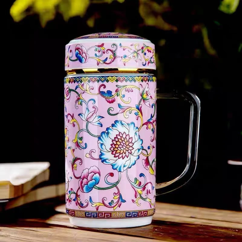 陶瓷保温杯茶杯胭脂粉