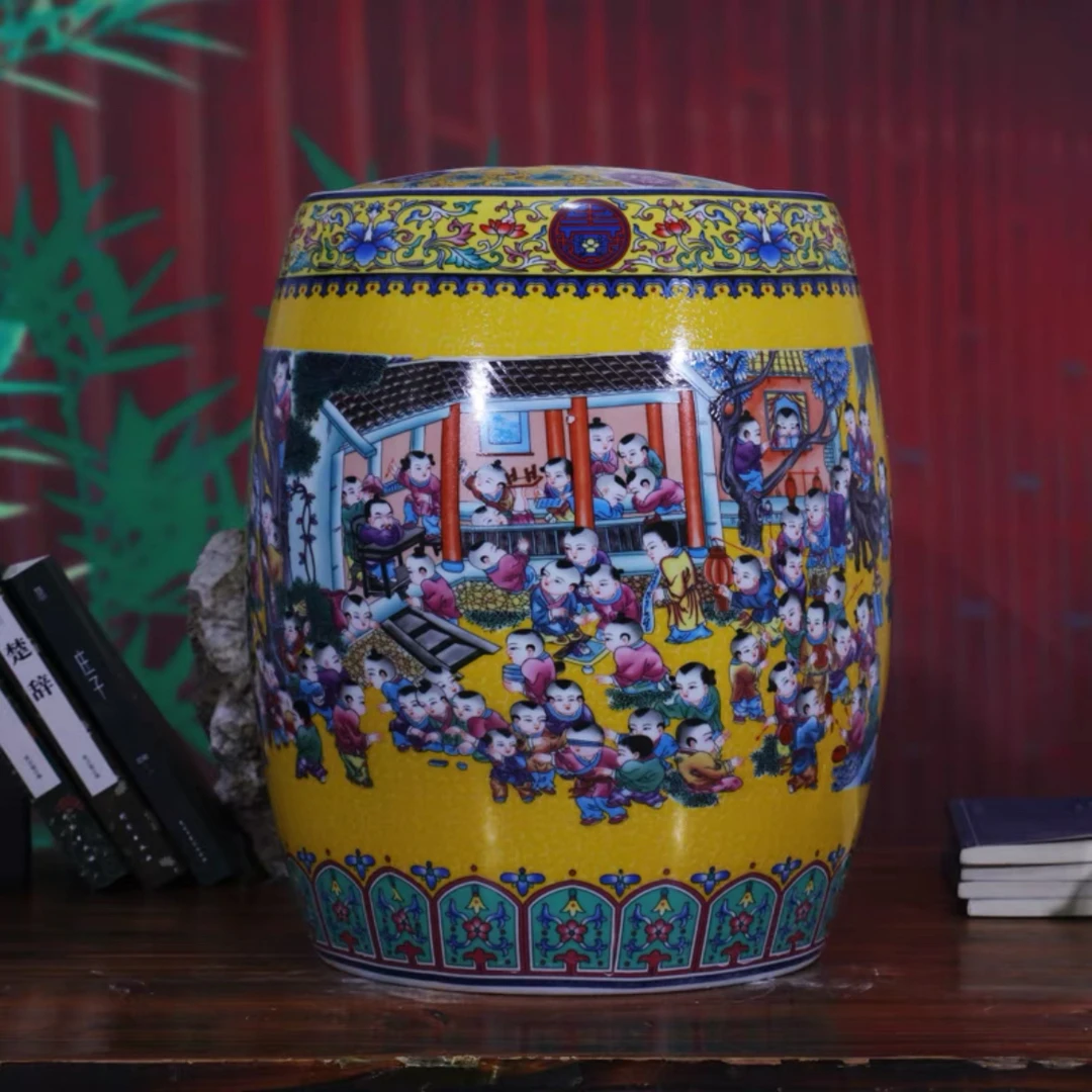 20斤装百子图陶瓷米缸