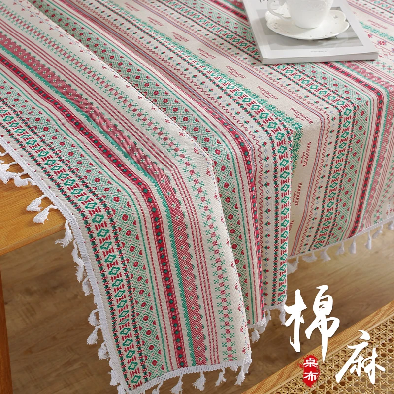桌布波西米亚民族风餐桌布ins风野营餐垫书桌垫棉麻印花茶几台布