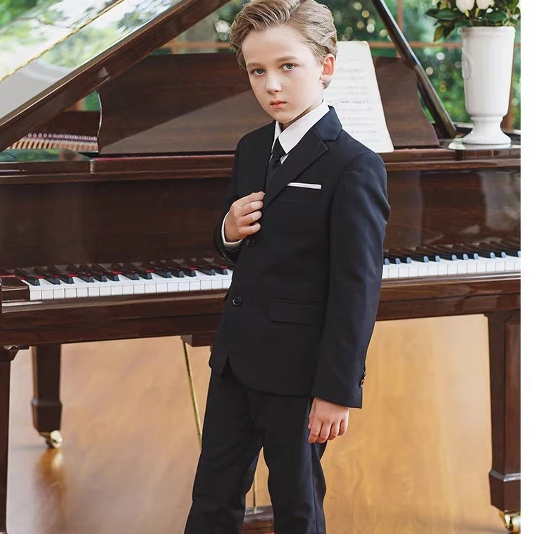 男童西装套装儿童礼服花童生日表演三件套纯白衬衫马甲小西装西裤