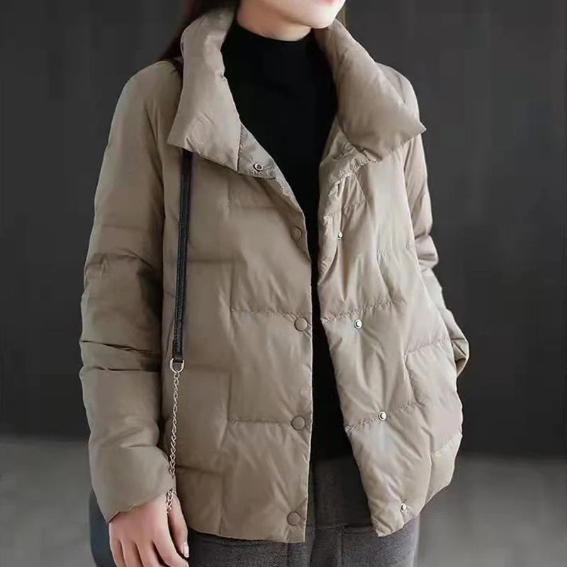 新款羽绒服女潮秋冬2023新款韩版宽松立领羽绒服女短款小羽