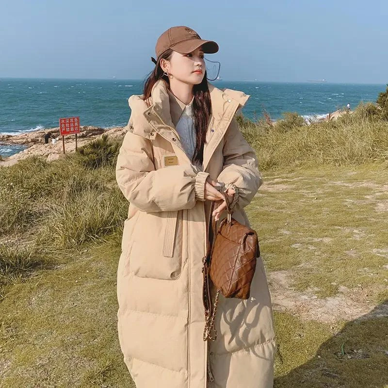 韩版羽绒棉服女中长款冬季2023年新款爆款过膝面包服加厚棉