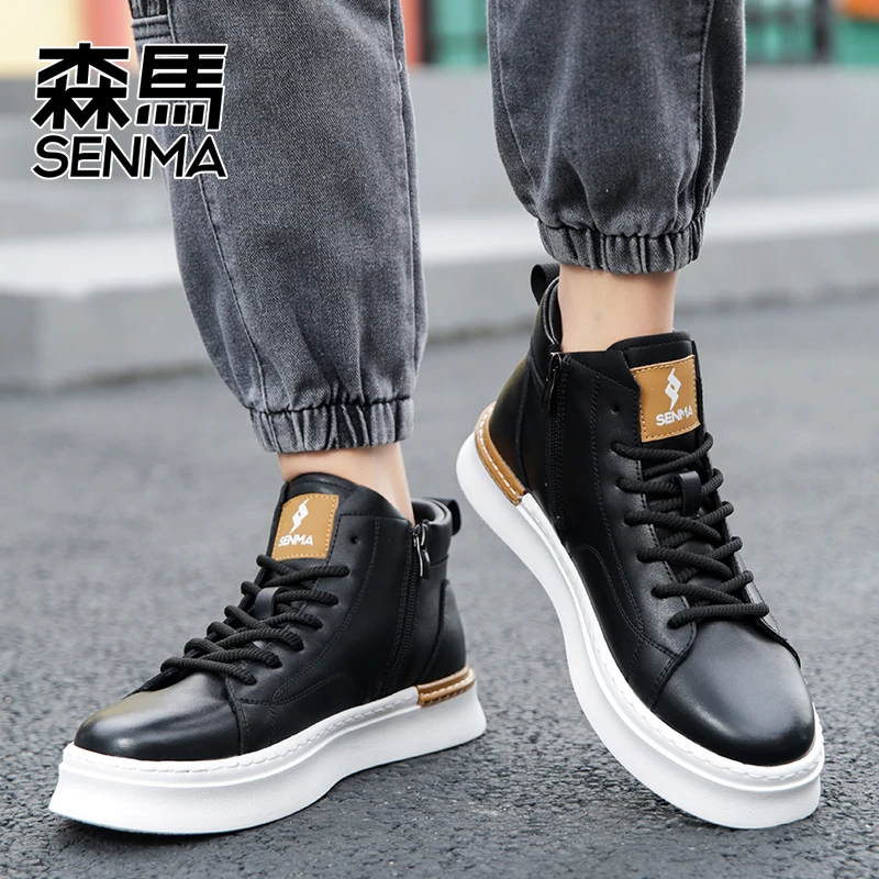 SENMA/森马马丁靴男款男士高帮英伦风工装靴子中帮休闲皮靴冬