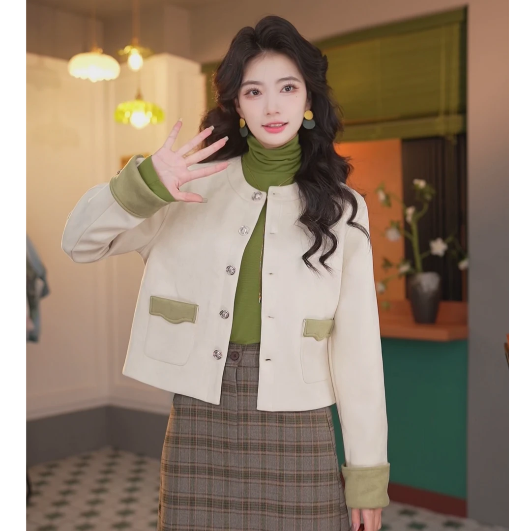 陈佳洁【橄榄树】港风复古时尚气质秋冬外套女JW0824438