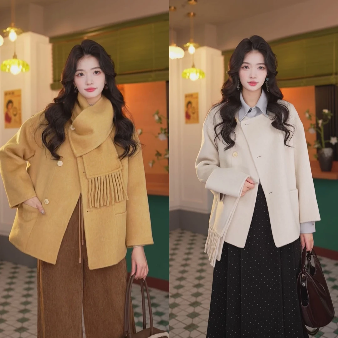 陈佳洁【黄油芝士】港风时尚气质秋冬双面呢外套女JC1988101