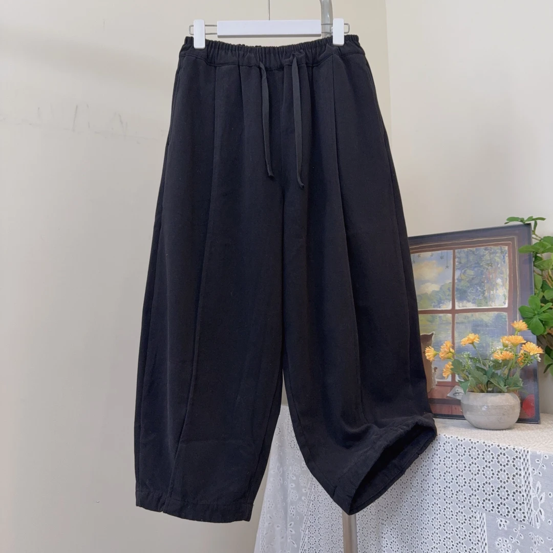 日系全棉宽松大版型拼接设计灯笼裤加绒加厚气球裤