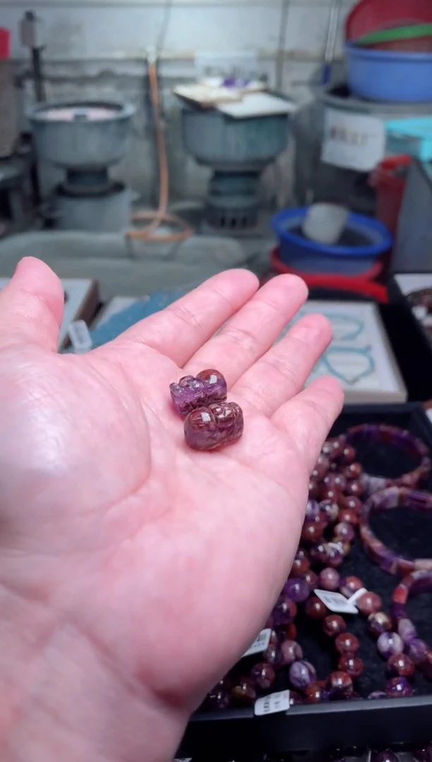 【闪购商品】水晶吊坠(不含链)未镶嵌一对紫幽灵貔貅（高）