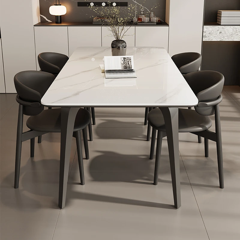 全托底板长方形岩板餐桌家庭家用小户型轻奢现代简约餐厅吃饭桌子