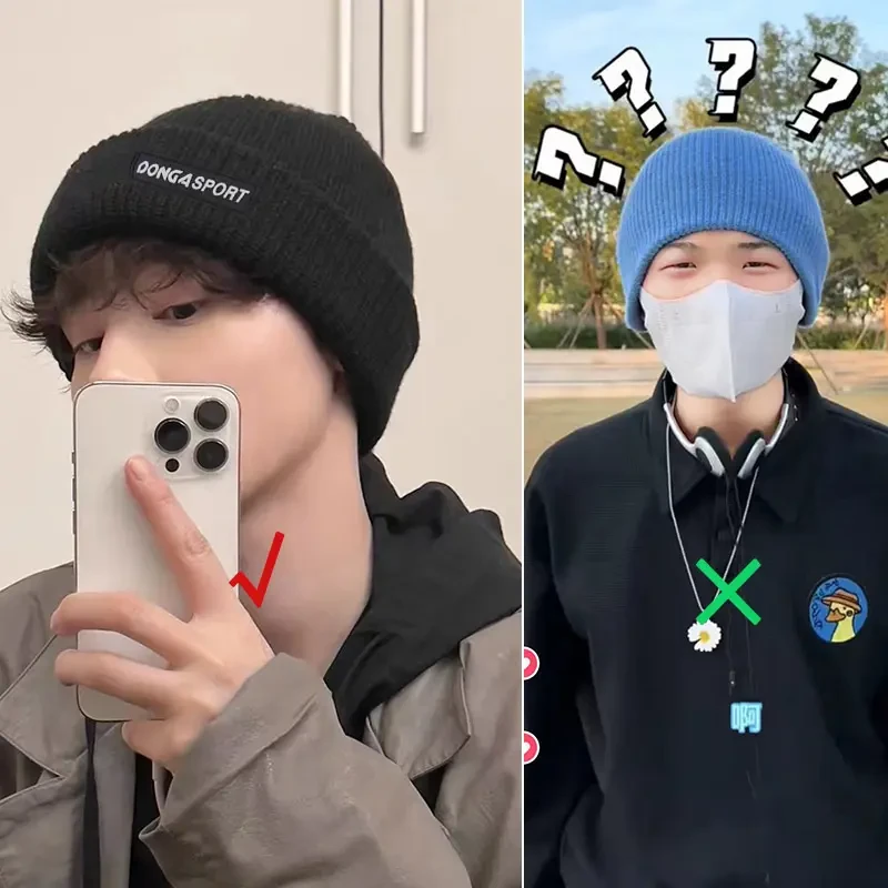 加大版帽子时尚黑色针织帽男潮流毛线帽百搭保暖秋冬新款冷帽女