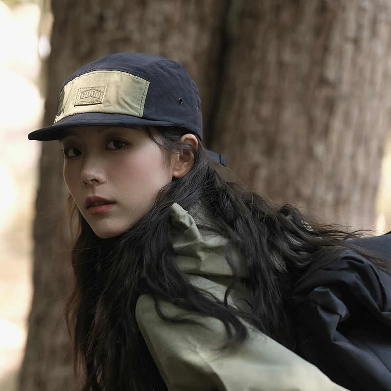 小众五片户外露营风山系鸭舌帽短檐速干显脸小遮阳防晒紫外线时尚