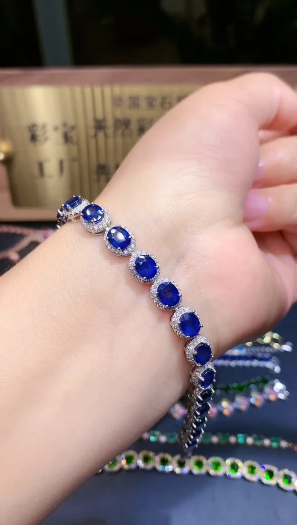 【闪购商品】蓝宝石手链银S925镶嵌.