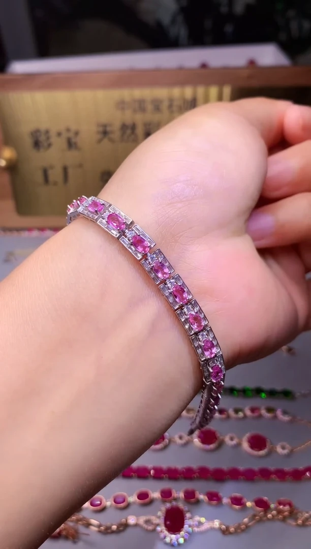 【闪购商品】彩色蓝宝石手链银S925镶嵌.