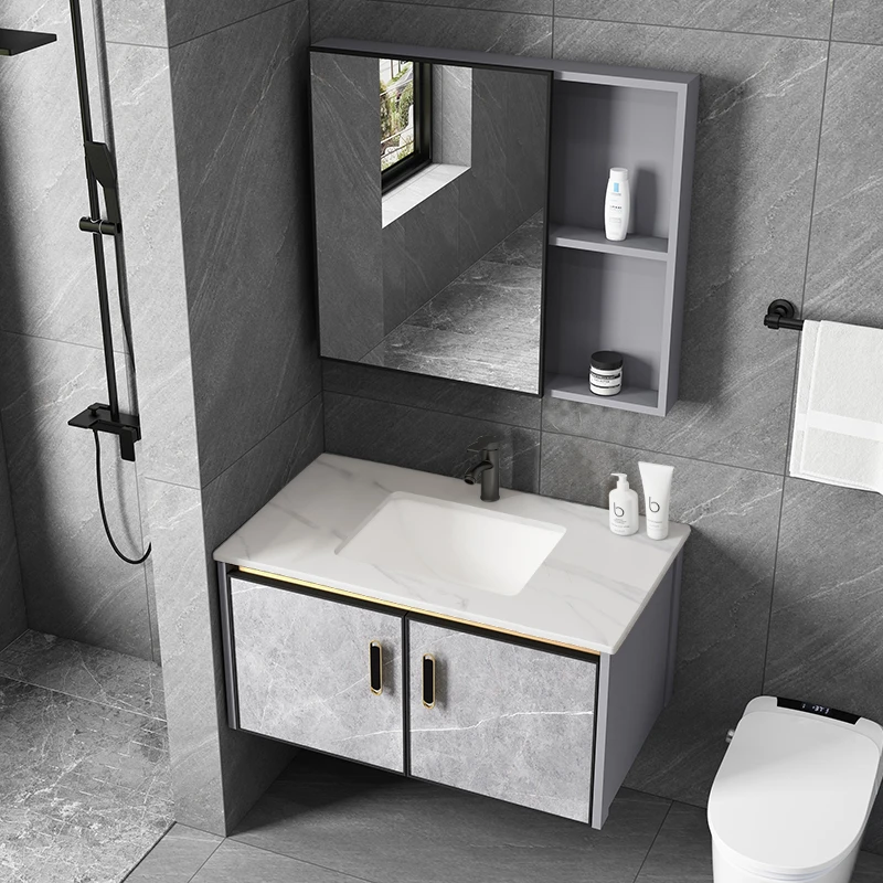 卫生间小户型太空铝浴室柜组合现代洗手盆洗漱台卫浴一体洗脸盆池