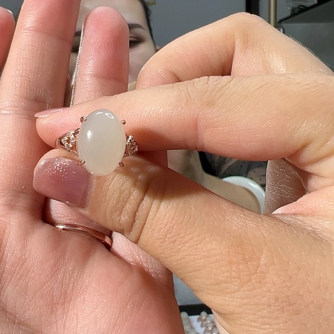 【闪购商品】和田玉戒指，圈口13-15银S925镶嵌