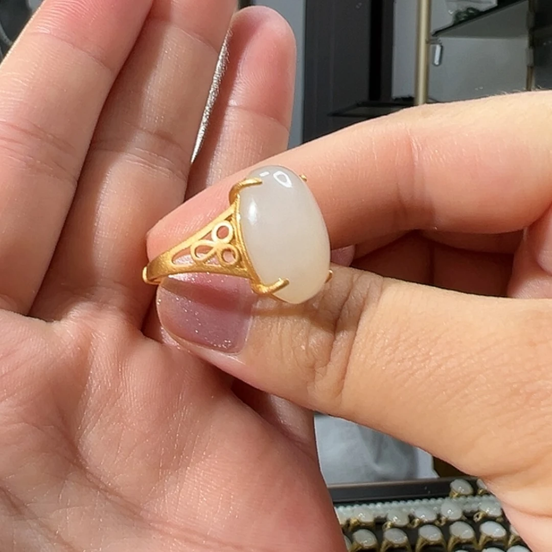 【闪购商品】和田玉戒指银S925镶嵌