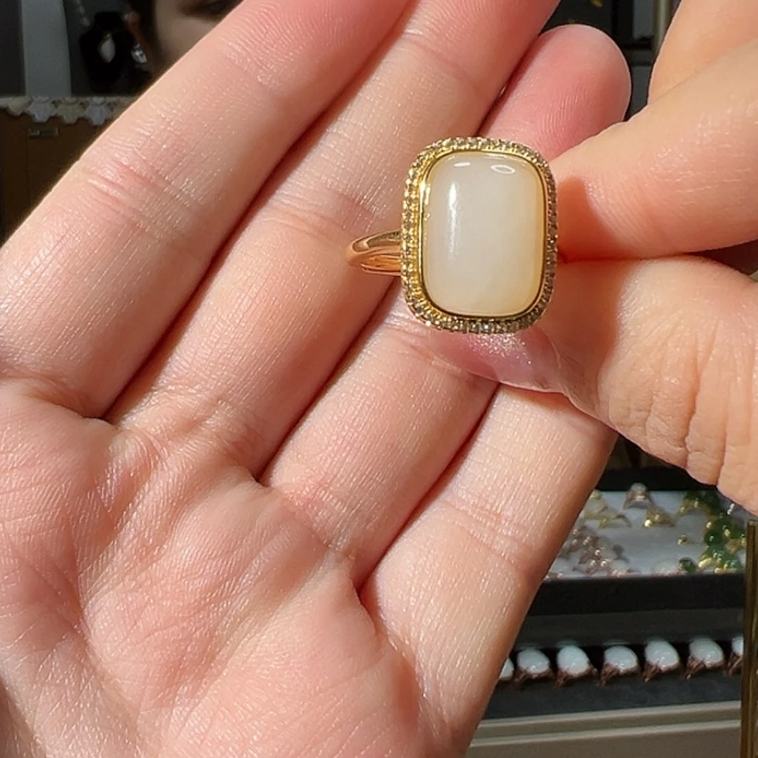 【闪购商品】和田玉戒指银S925镶嵌