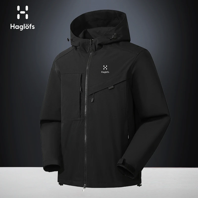 火柴棍冲锋衣男士夹克2024新款秋冬季防风防水连帽户外运动登山服