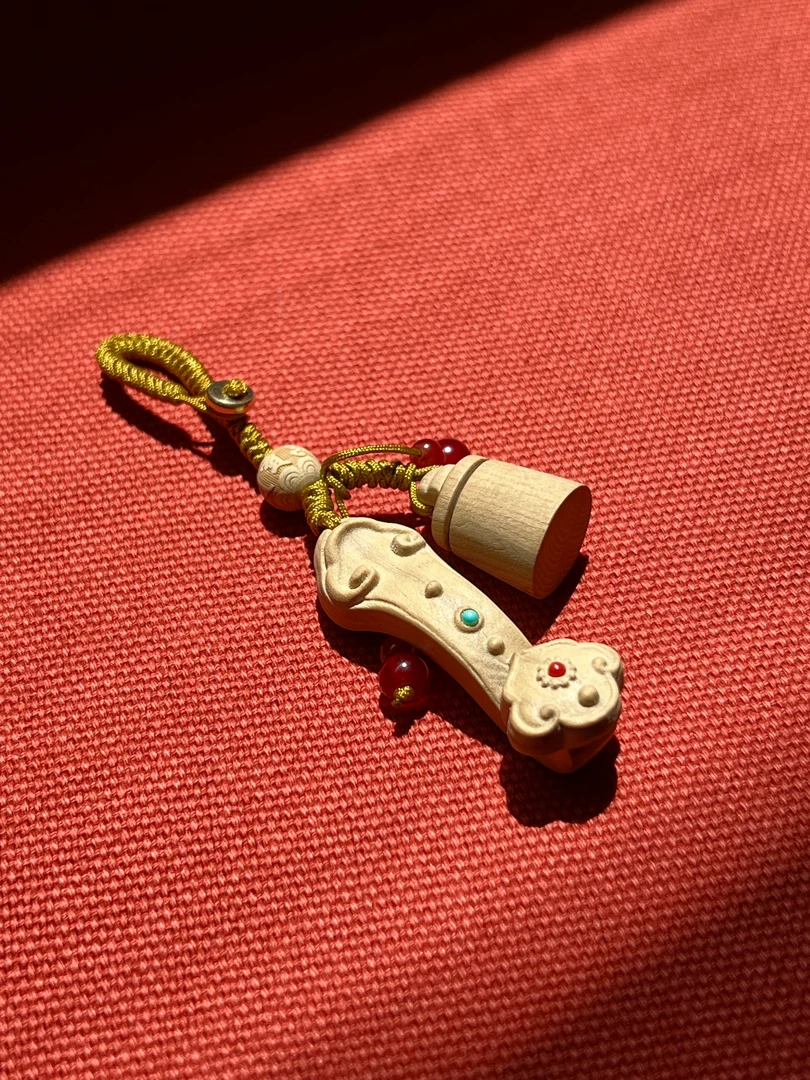 五台山六道木如意钥匙扣手把件