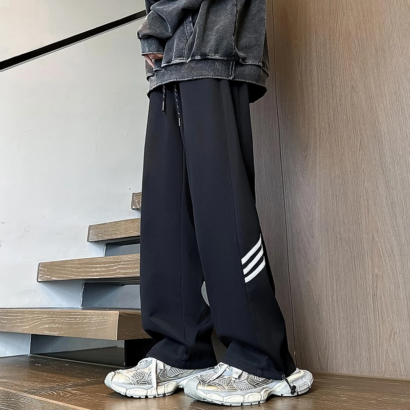 青少年时尚百搭秋季直筒休闲裤2024美式高街潮流港风韩版宽松长裤