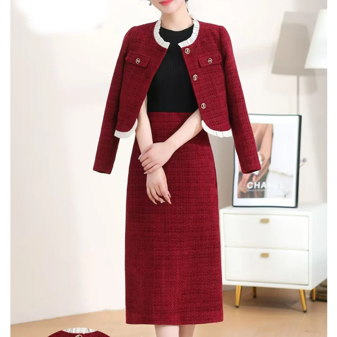 TY436208回味依衣时尚收腰气质设计师优雅女装两件套套裙