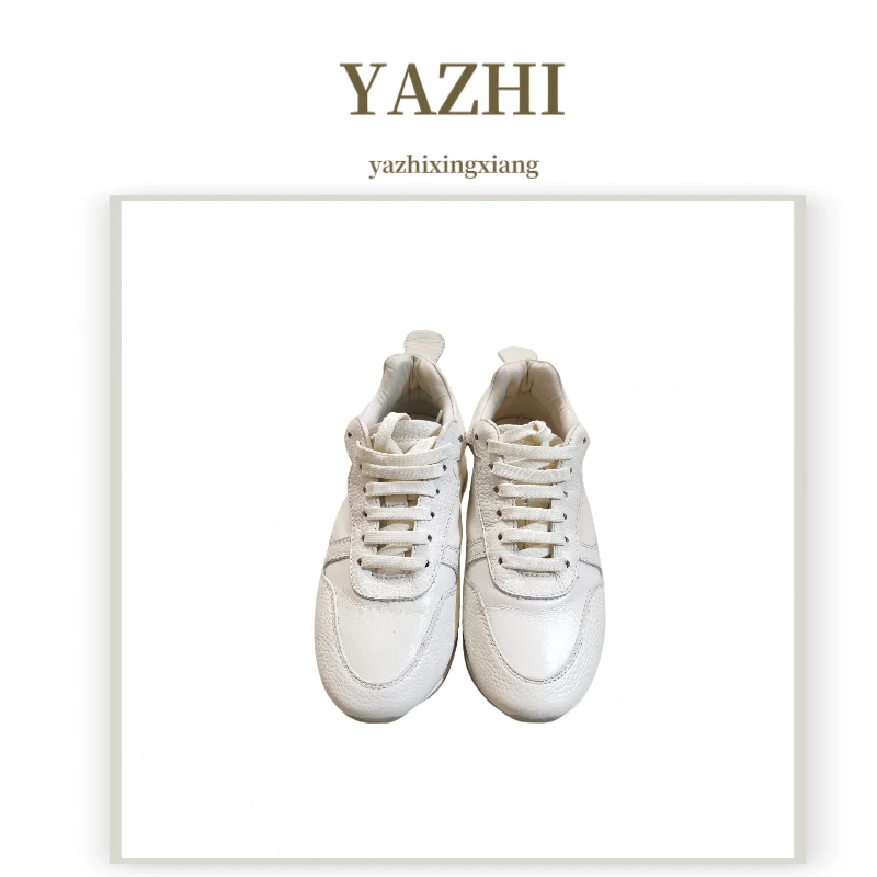 真皮系带内增高厚底小白鞋时尚休闲鞋