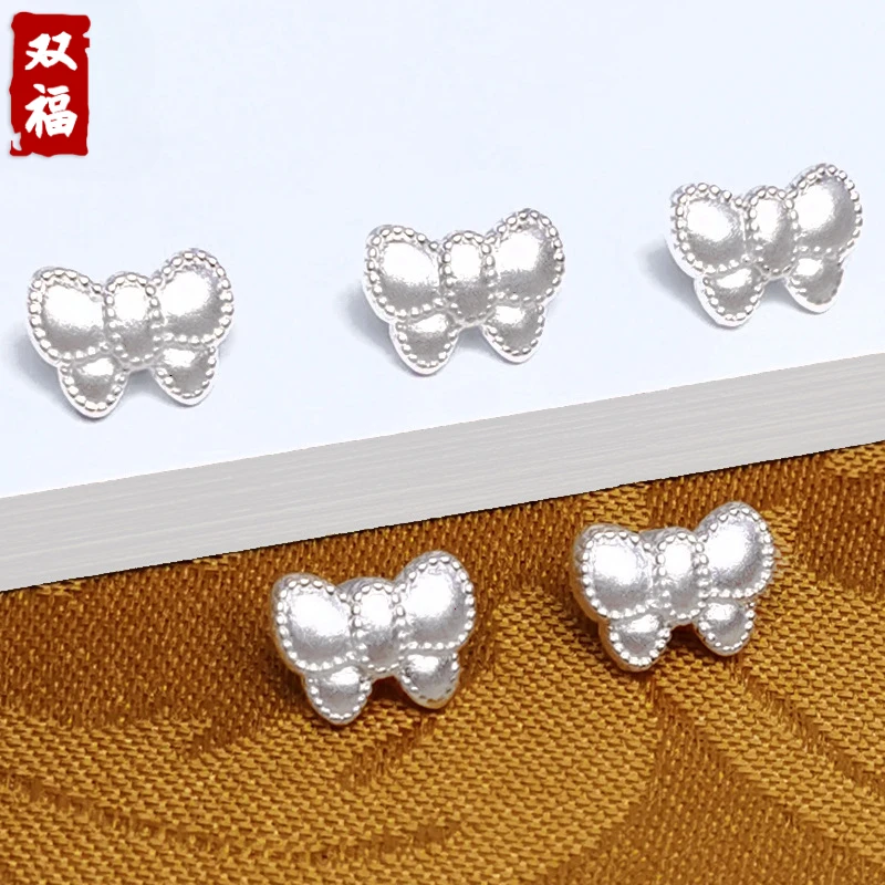 足银银制品 【花边蝴蝶】999足银纯银配件时尚简约手作diy手工银饰