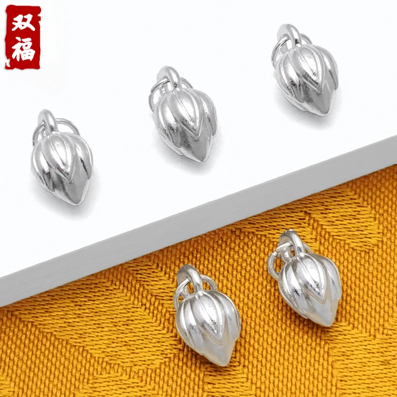 足银银制品 【莲花花苞】999足银纯银配件时尚简约手作diy手工银饰