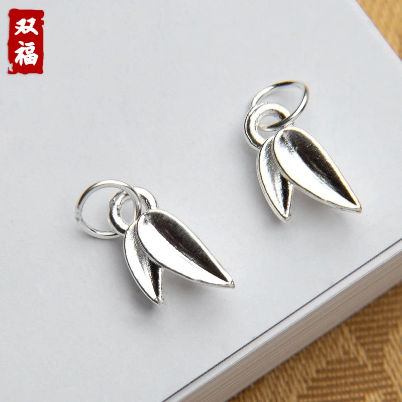 足银银制品 【银竹叶】999足银纯银配件时尚简约手作diy手工银饰