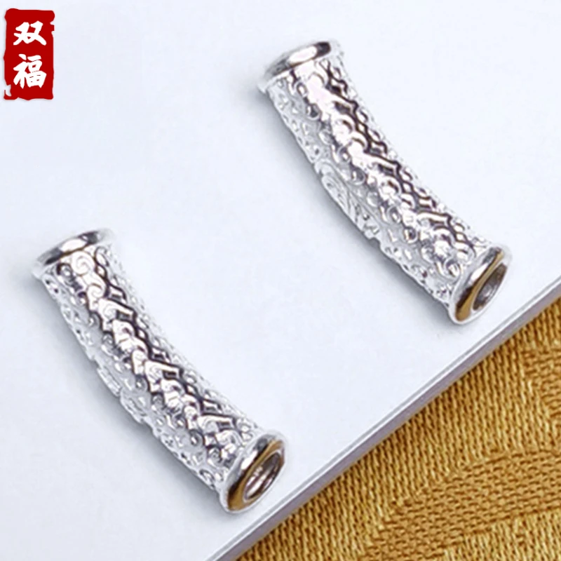 足银银制品 【福字弯管】999足银纯银配件时尚简约手作diy手工银饰