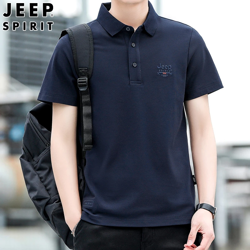 JEEP SPIRIT透气索罗娜大码半袖polo衫男夏季休闲商务翻领短袖t恤