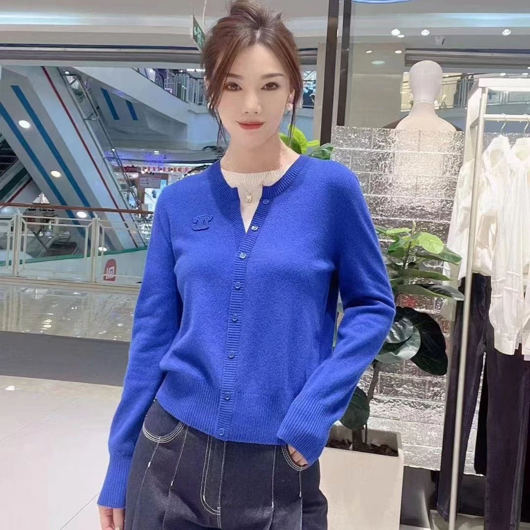 秋冬新款圆领长袖针织开衫通勤百搭上衣