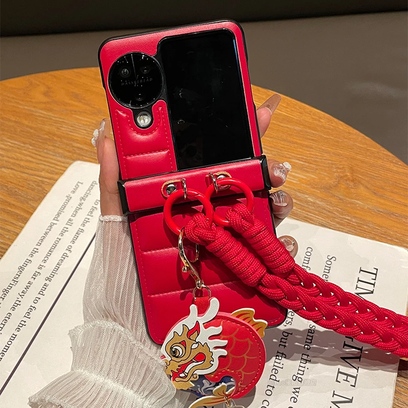 鱼跃龙门挂件适用oppofindn3flip手机壳保护套斜挎绳n2flip防摔壳