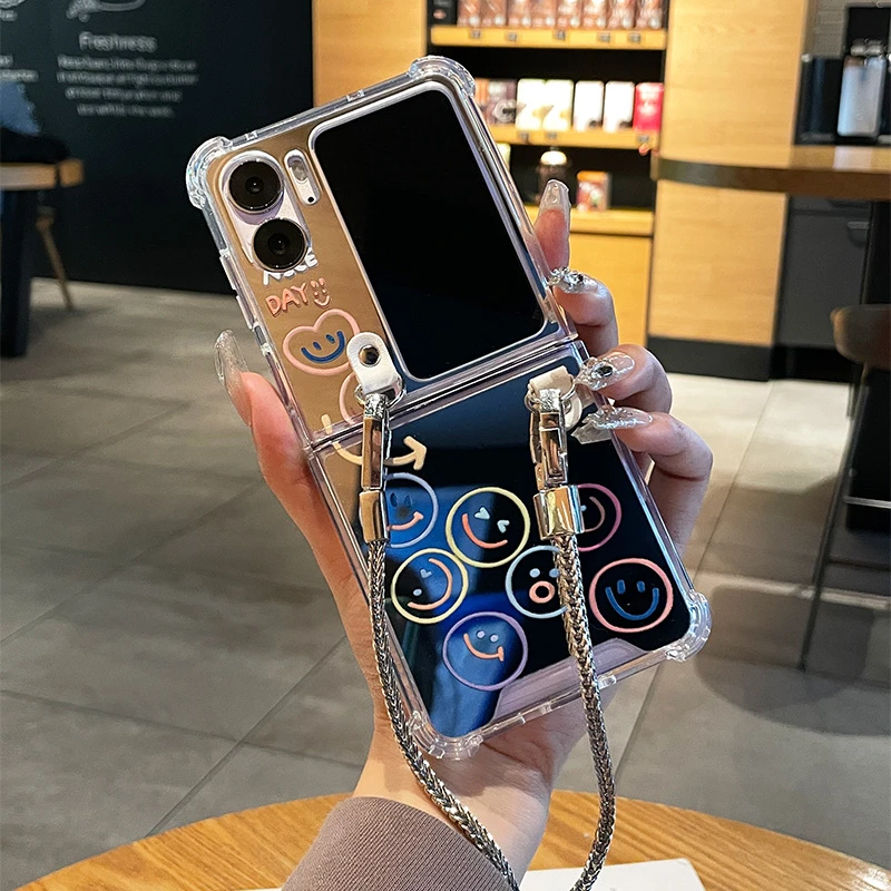 新款表情脸适用于oppofindn2flip手机壳气囊镜面保护套oppo小折叠