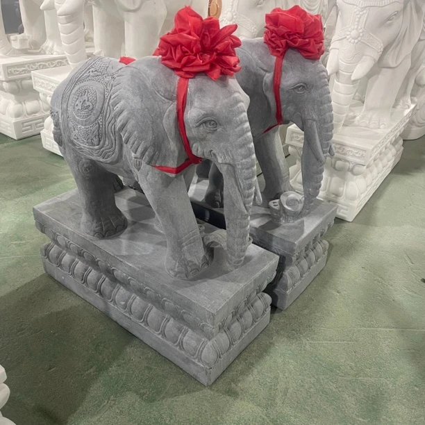曲阳石雕青石大象一体雕刻吉祥如意门口摆件