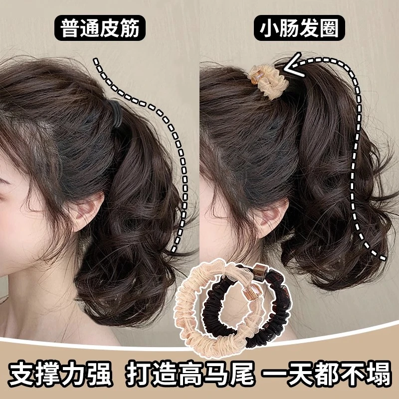 娟纱闪钻发饰皮筋女扎头2023新款网红简约大肠发绳圈